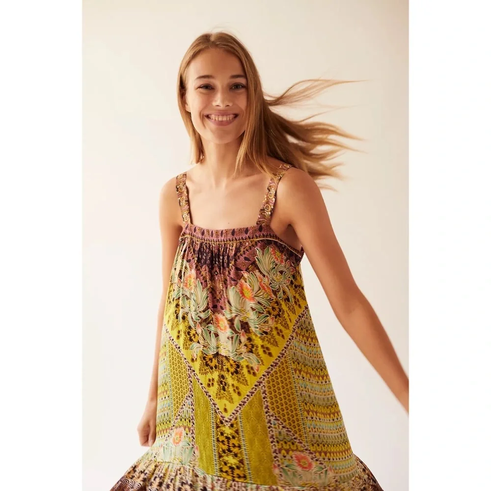Anthropologie Floral Maxi Dress - Yellow and Purple - Picture 6 of 11